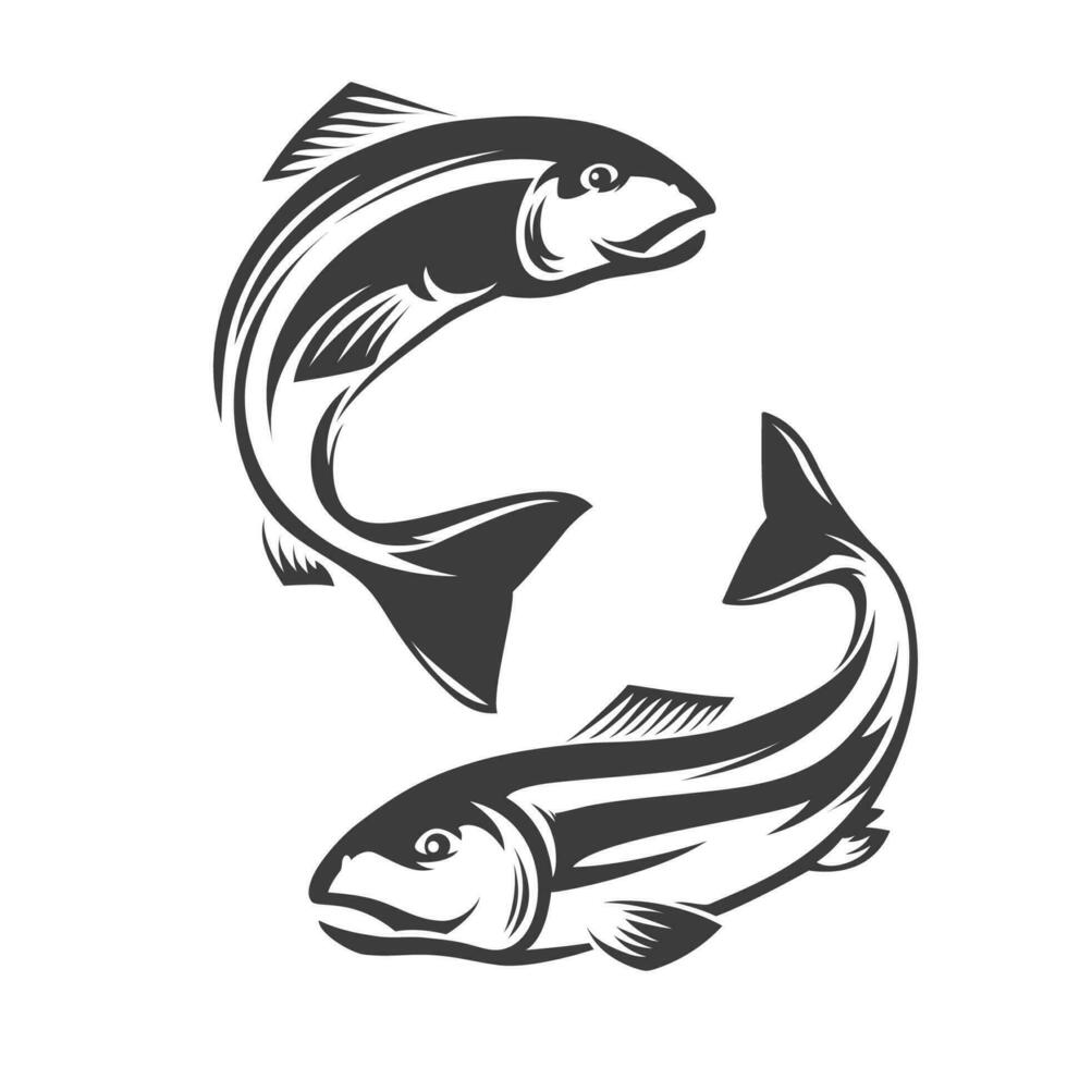 Lachs Fisch einfarbig Vektor Symbol oder Emblem