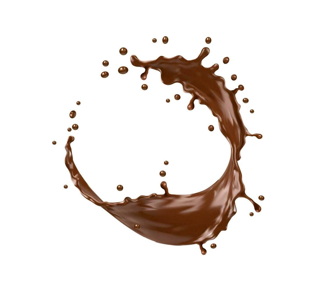 choklad mjölk runda virvla runt stänk med stänker vektor