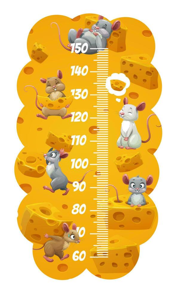 Höhe Diagramm Kind Wachstum messen Lineal Karikatur Mäuse vektor