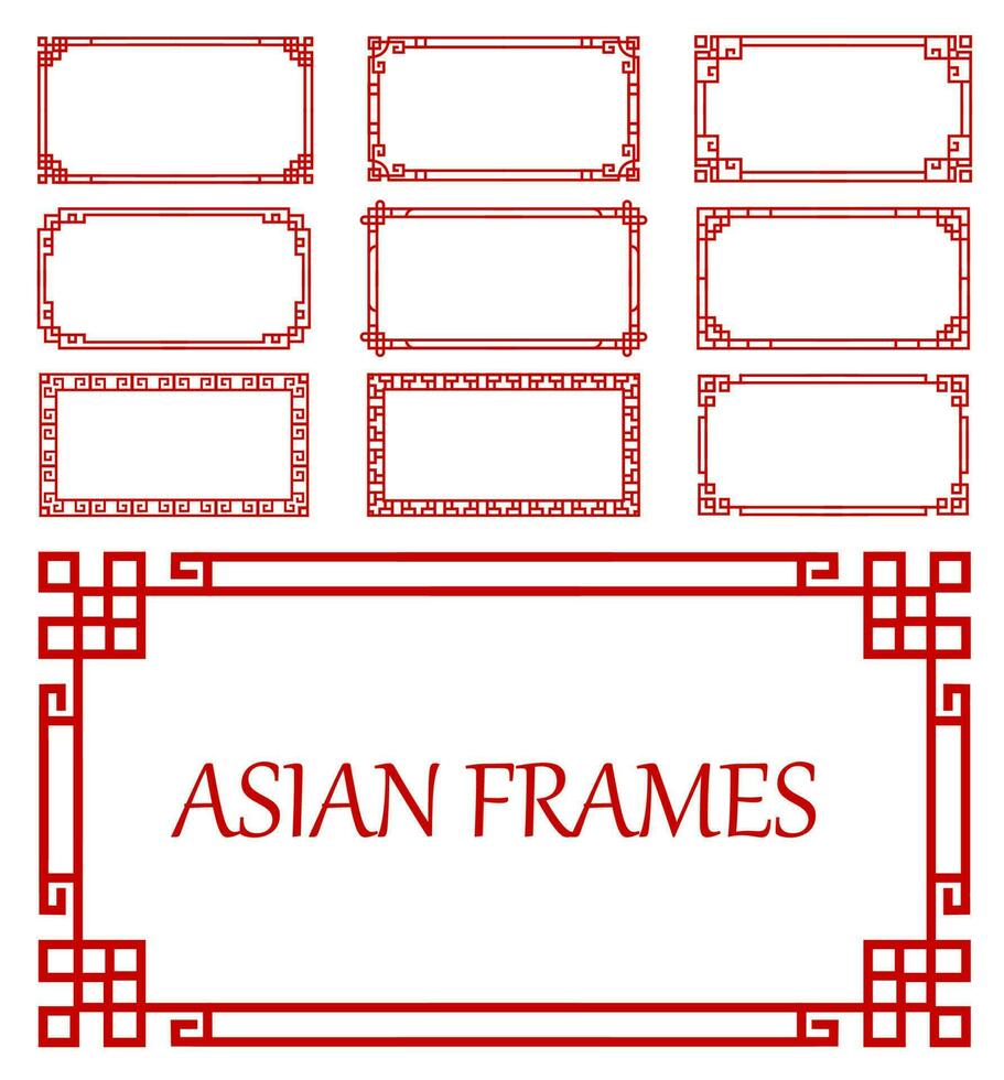 Koreanisch, Chinesisch und japanisch asiatisch Rahmen, Grenzen vektor