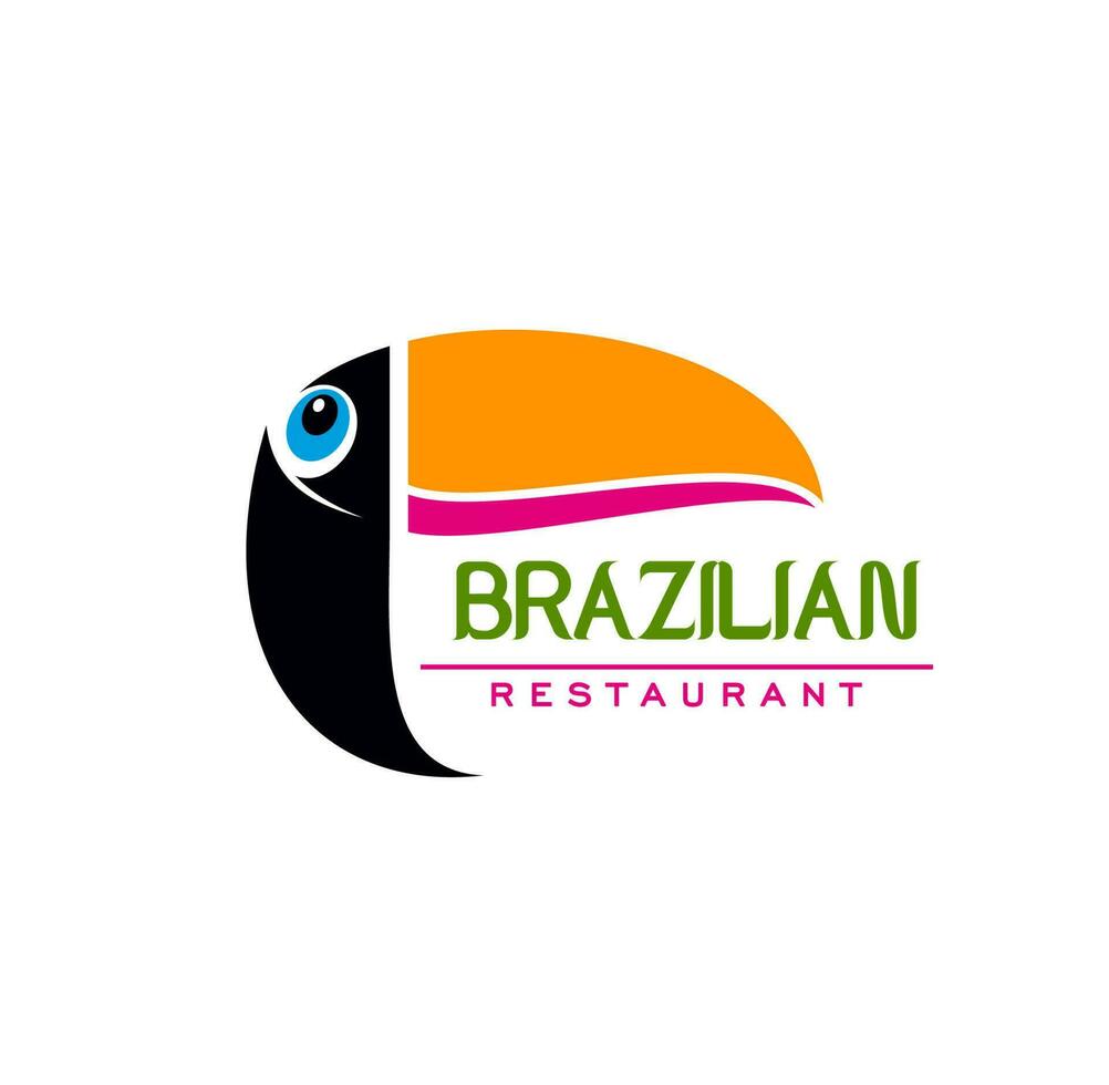 Brasilianer Küche Restaurant Symbol, Tukan Vogel vektor