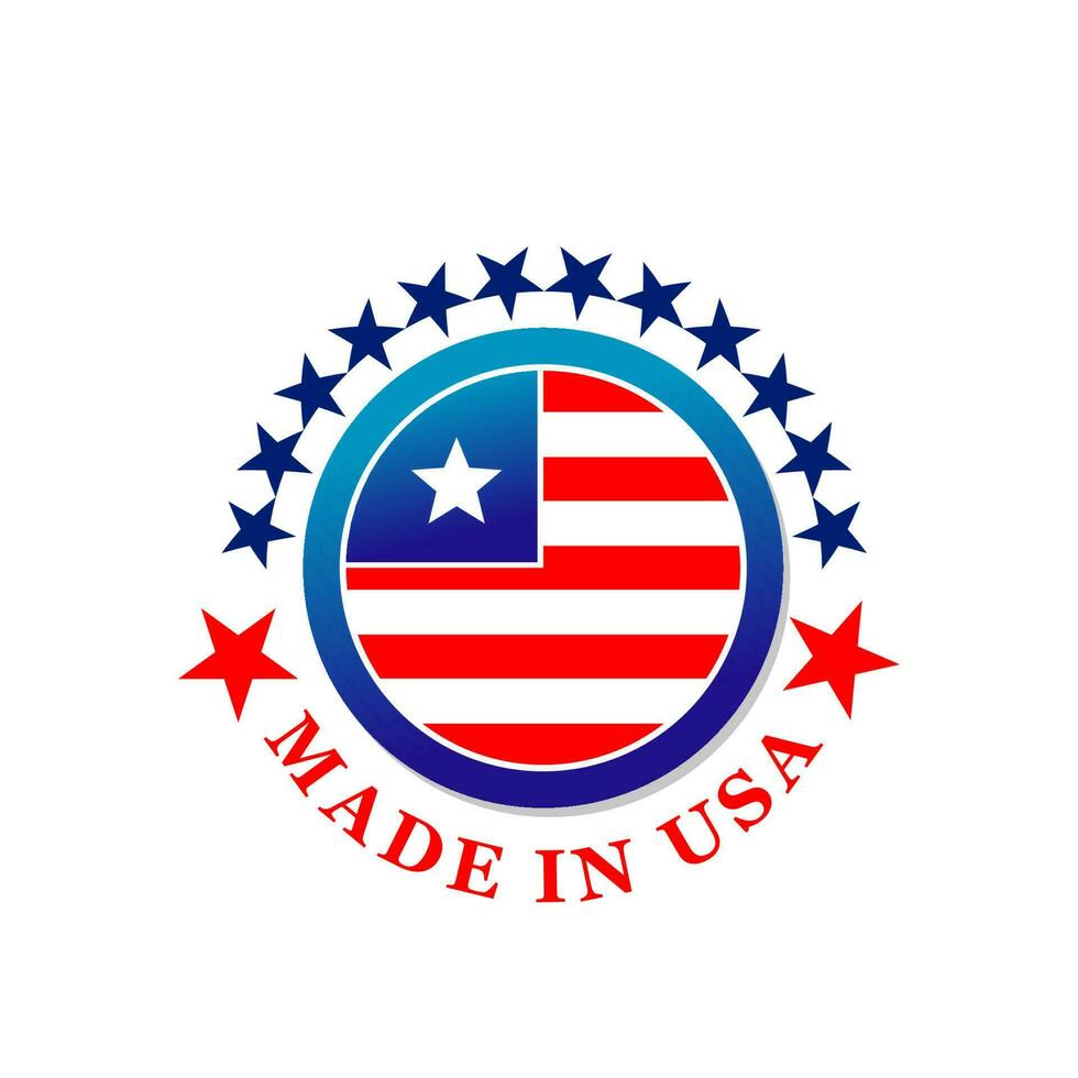 tillverkad i USA märka ikon med flagga av förenad stater vektor