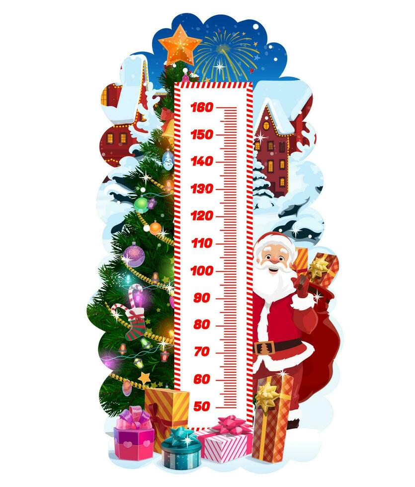 Kinder Höhe Diagramm mit Weihnachten Baum und Santa vektor