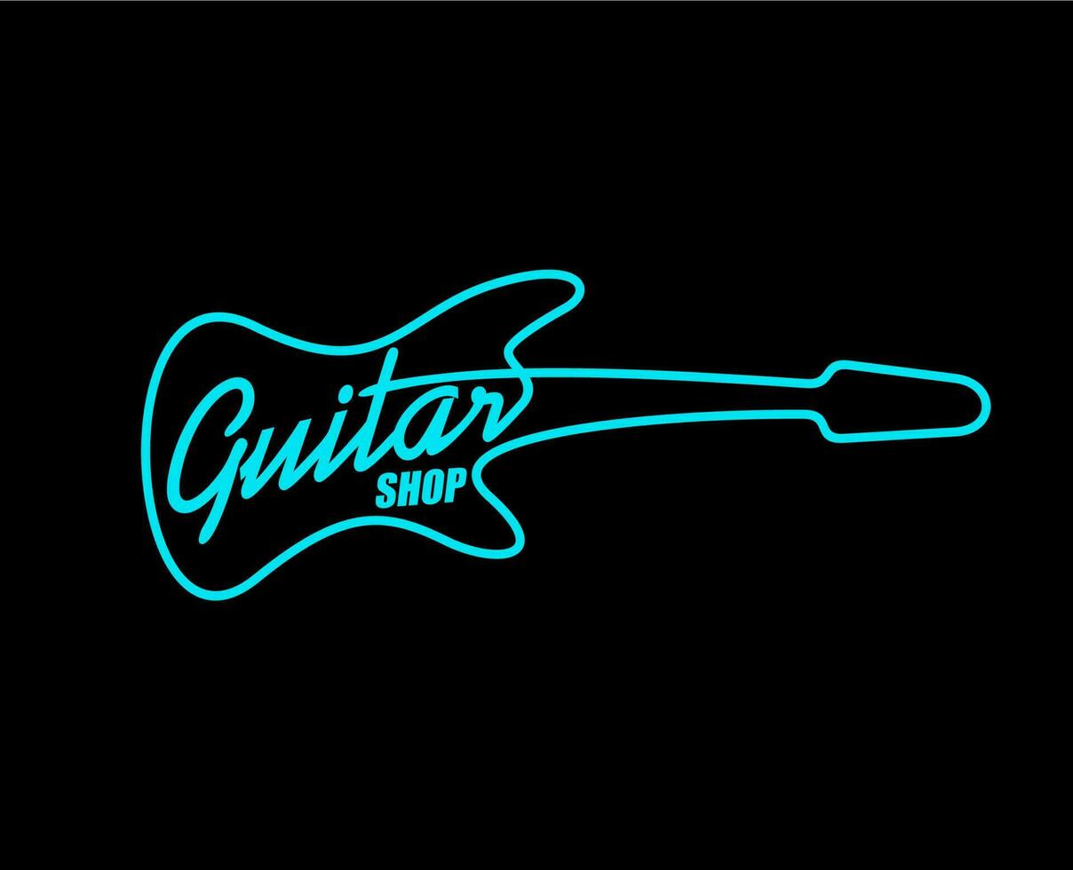 akustisch Gitarre Geschäft Neon- Zeichen oder Symbol vektor