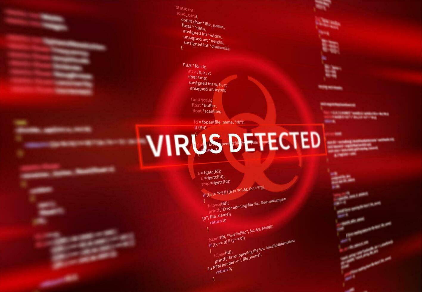virus detekterad varning varna meddelande på skärm vektor