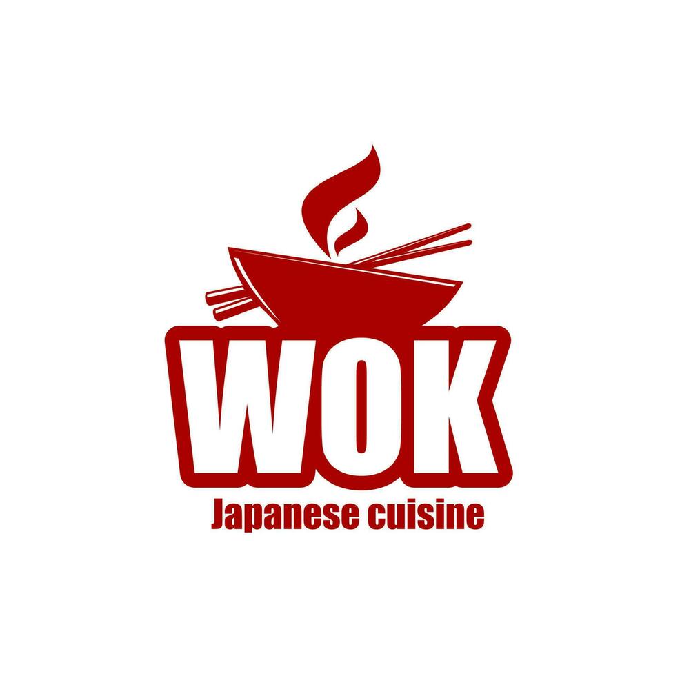 Chinesisch und japanisch Küche Wok Symbol mit Dampf vektor