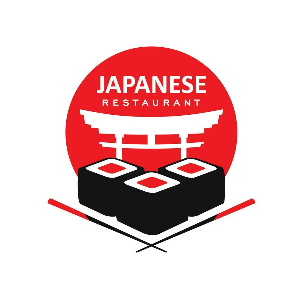 japansk kök restaurang ikon med rullar vektor