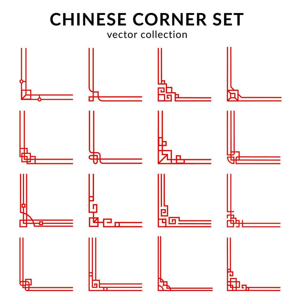 Chinesisch rot Rahmen Ecken, asiatisch Ornament Teiler vektor