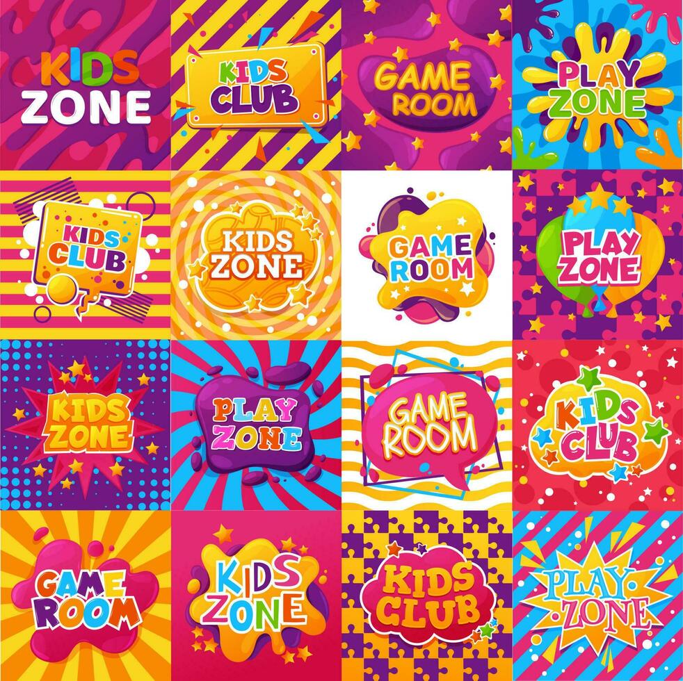 Kinder Zone Banner, Spiel Zimmer, abspielen Bereich Vektor einstellen