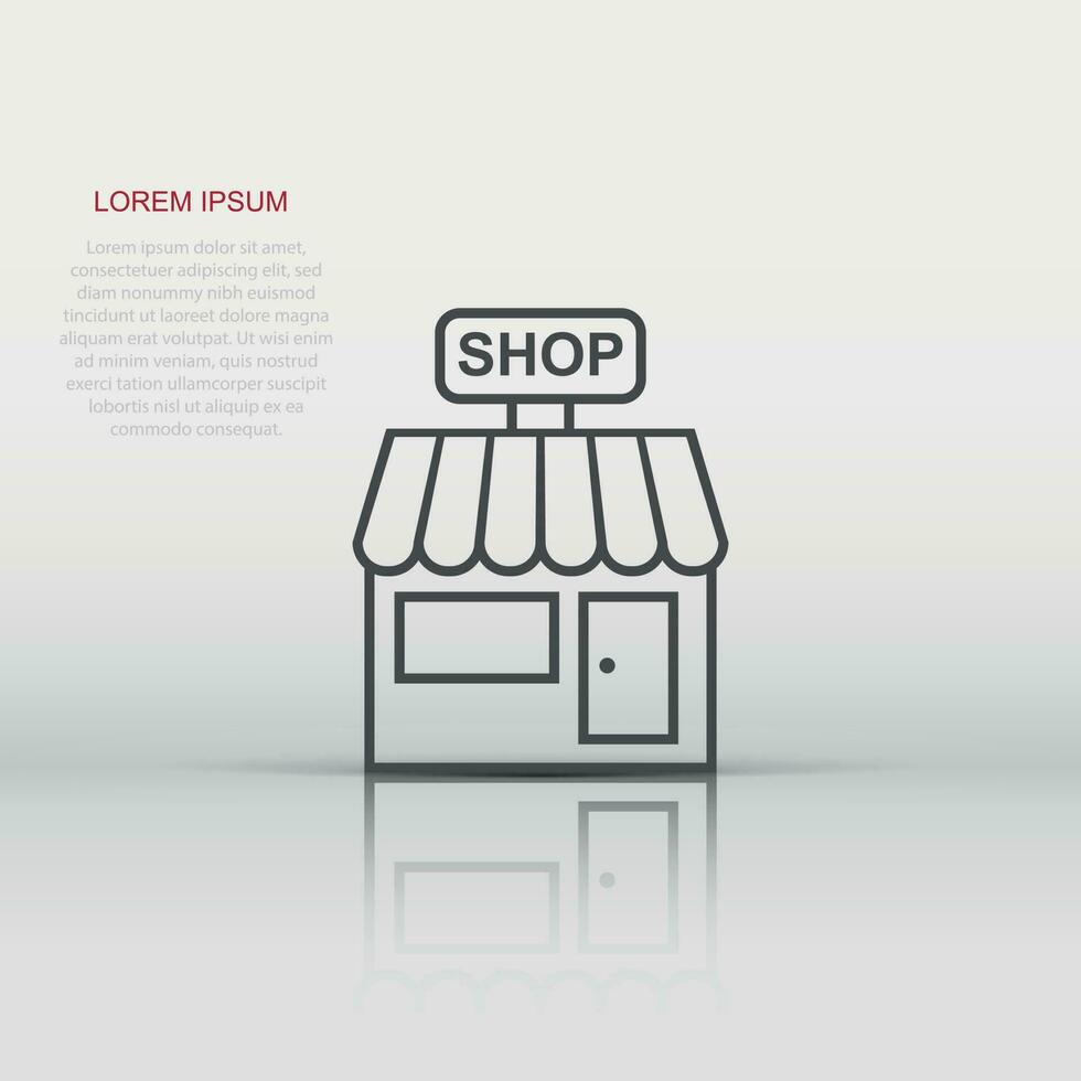 vektor Lagra marknadsföra ikon i platt stil. affär byggnad tecken illustration piktogram. köpcenter företag begrepp.