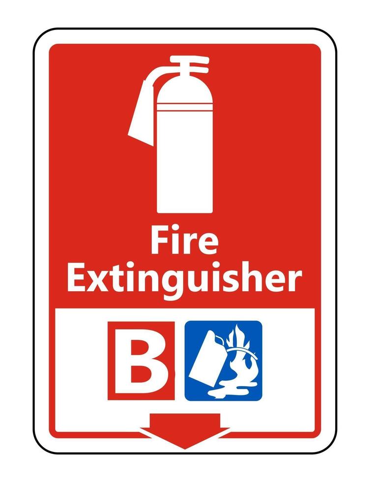 Symbol Feuerlöscher b Zeichen auf weißem Hintergrund vektor