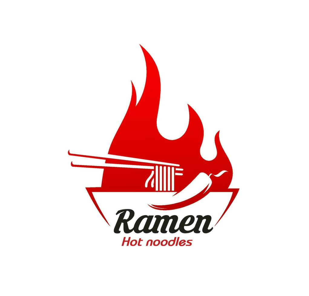 varm Ramen spaghetti ikon, asiatisk mat symbol vektor