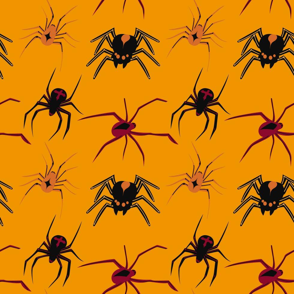 nahtlos Spinnen Hintergrund. gefährlich Spinnen Vektor Hintergrund. Muster zum Design giftig Spinne Kontur Vektor. einfach Vektor Hintergrund mit Spinnen Thema zum Halloween.