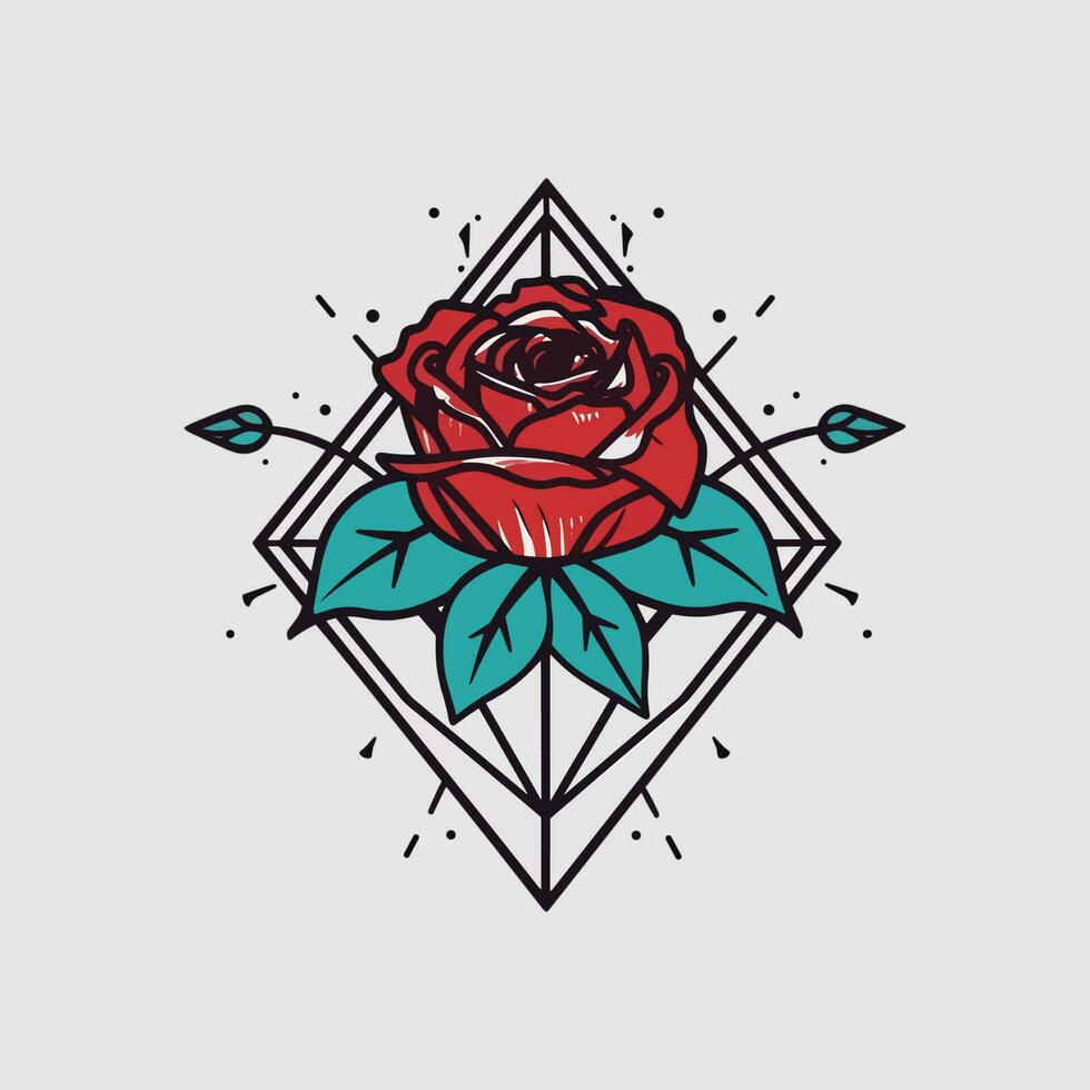 ro blomma ritad för hand logotyp design illustration vektor