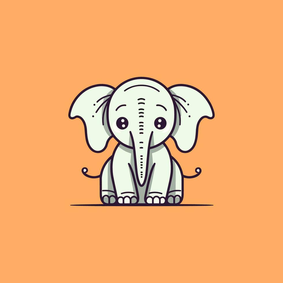 ein süß und kawaii Elefant mit groß, runden Augen und ein spielerisch Ausdruck, perfekt zum Kinder Designs und Spaß Projekte vektor