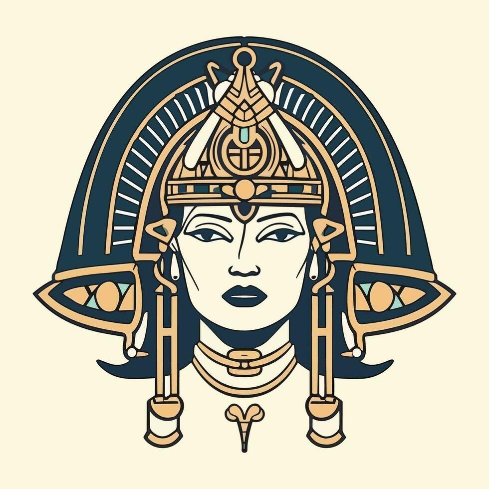 Ägypten Kleopatra Illustration ist Regal und fesselnd, perfekt zum Designs Das verkörpern Leistung und Stärke vektor