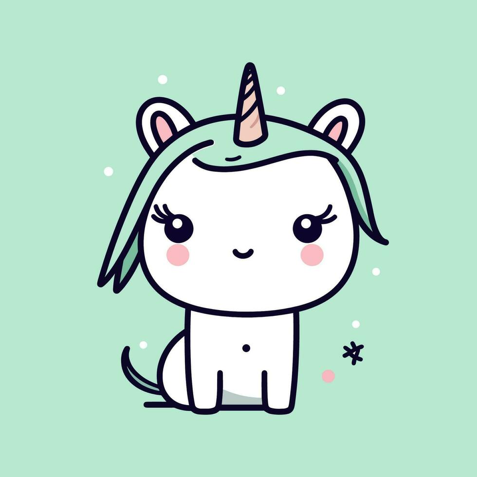 süß und bunt kawaii Einhorn Illustration perfekt zum irgendein Spaß und wunderlich Design Projekt vektor