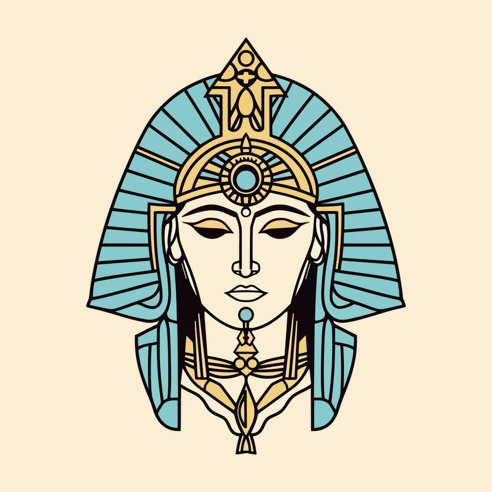 en fantastisk ritad för hand logotyp design illustration terar de ikoniska egyptisk drottning, cleopatra. perfekt för en lyx eller skönhet varumärke vektor