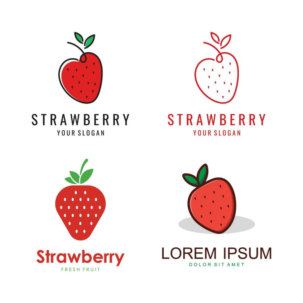 frisch Erdbeere Obst Logo Vorlage vektor