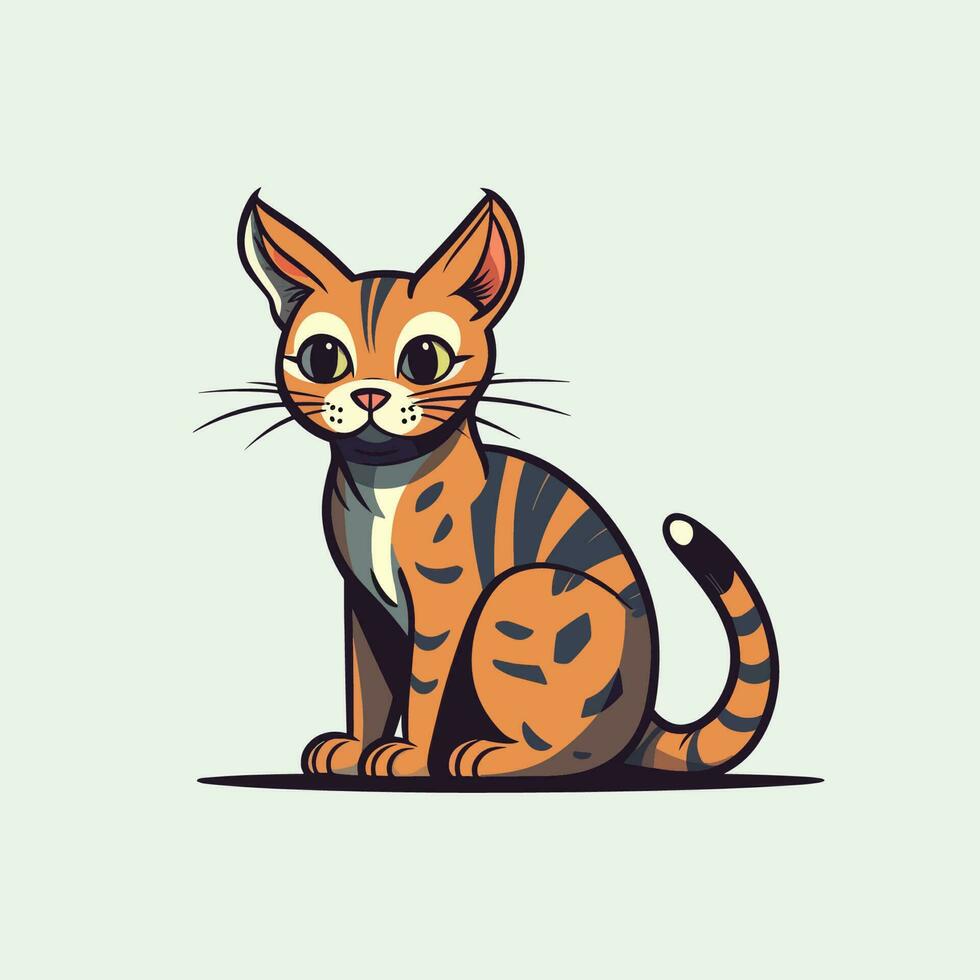 söt katt tecknad serie pott mjau kattunge illustration vektor