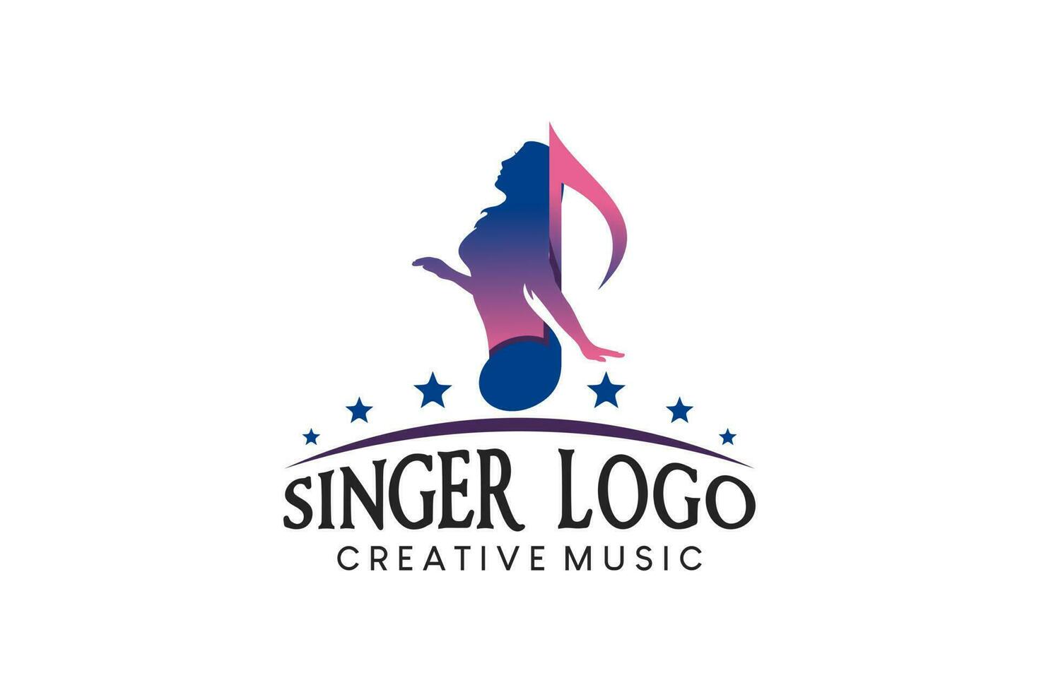 Singen Frau Silhouette Design kombiniert mit Ton Symbol zum Sänger Logo und Frau Stimme vektor