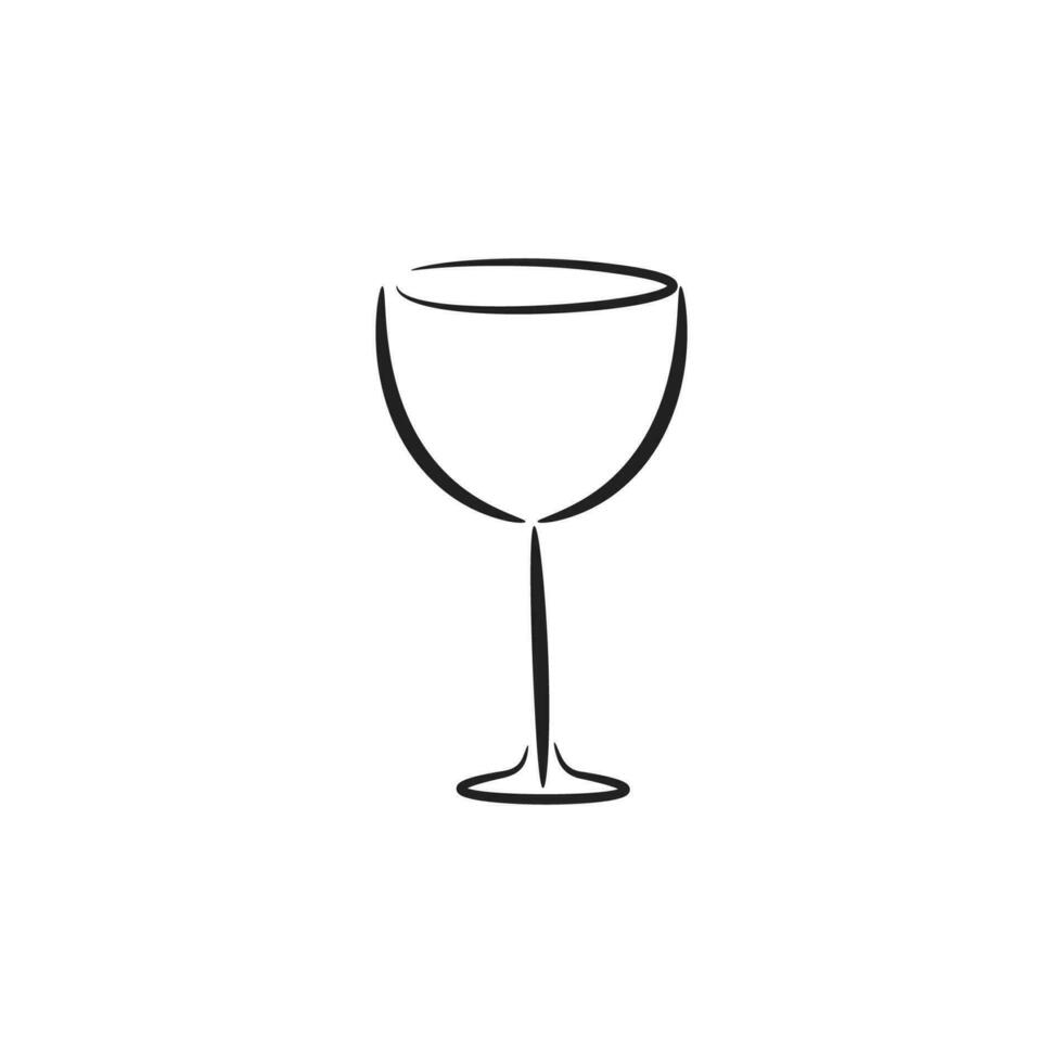 elegant Glas Linie Kunst zum Restaurant oder Speisekarte Logo vektor