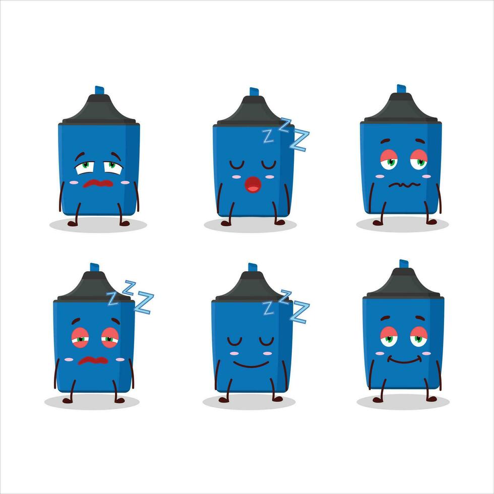 tecknad serie karaktär av ny blå stryknings med sömnig uttryck vektor