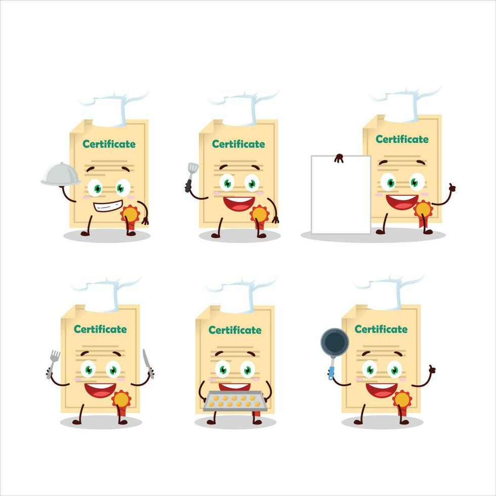 Karikatur Charakter von vergeben Papier mit verschiedene Koch Emoticons vektor