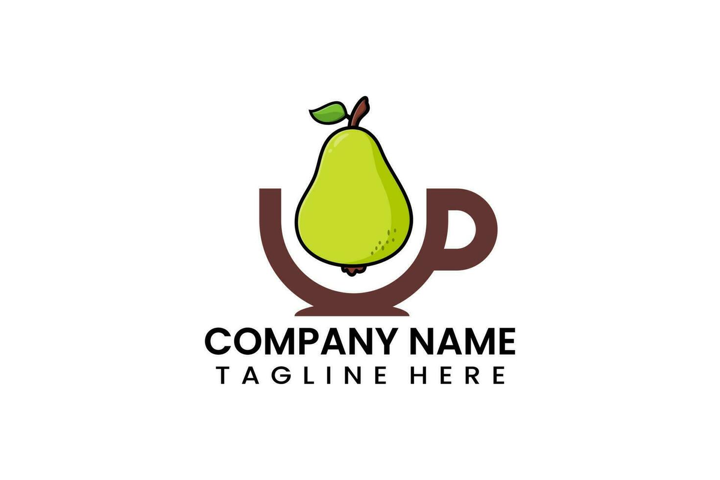 platt kaffe kopp päron frukt logotyp ikon mall vektor