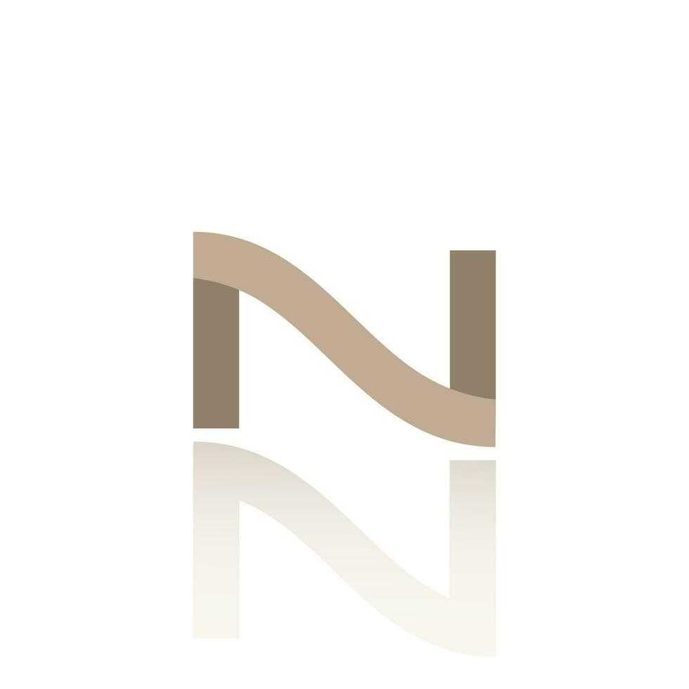 alfabet brev n logotyp design med glansig reflexion vektor ikon illustration. elegant minimal brev symbol.