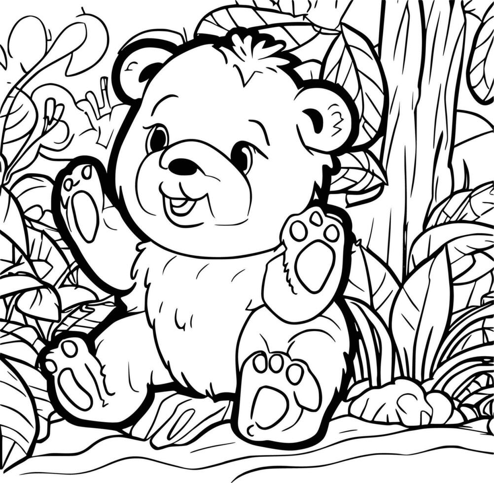 söt teddy Björn färg sidor för barn vektor