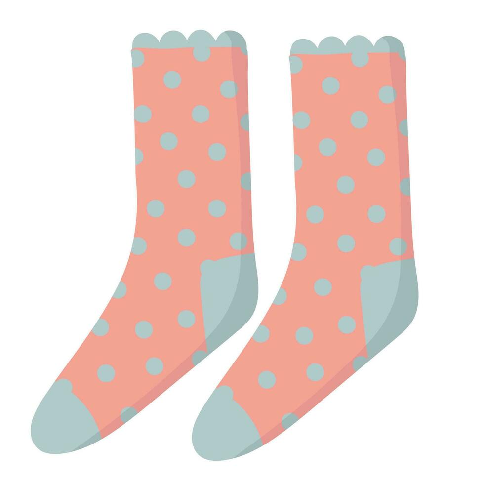 Gekritzel Clip Art Paar von hausgemacht Socken mit Polka Punkte vektor