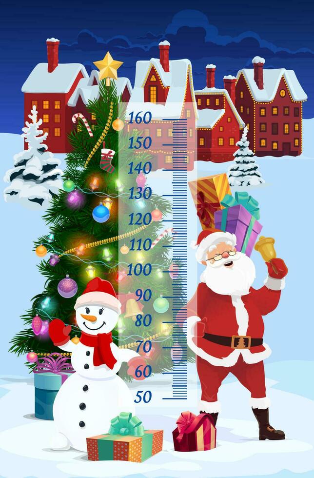 barn höjd Diagram jul santa i vinter- stad vektor