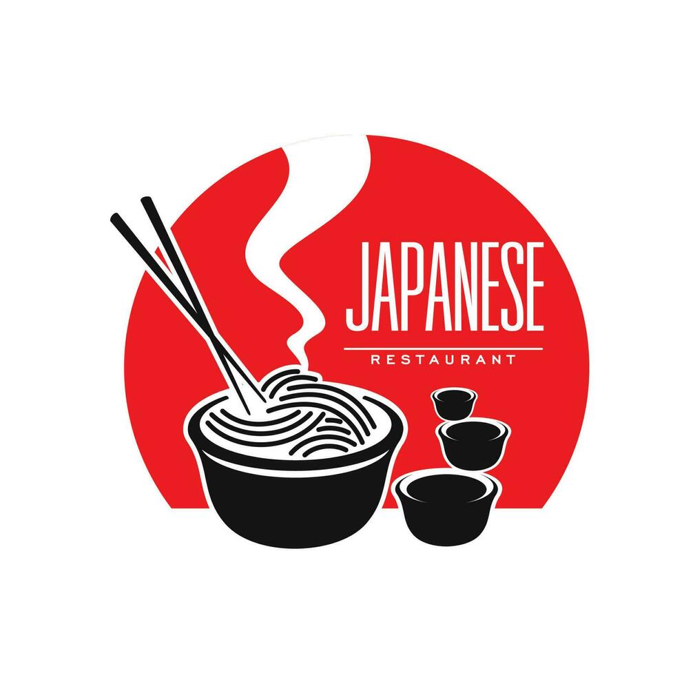 japansk kök restaurang spaghetti och sås ikon vektor