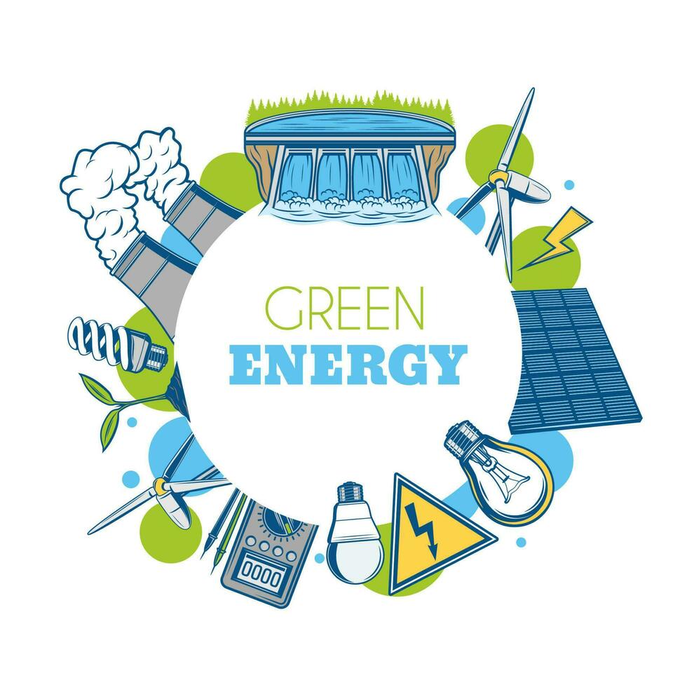 Grün Energie Vektor runden rahmen. Öko Umgebung