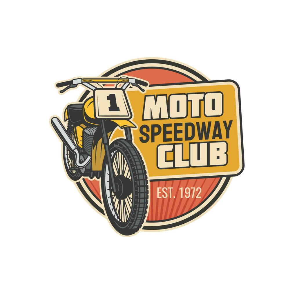 moto speedway klubb ikon, motor sport motorcykel vektor