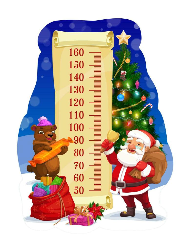 Kinder Höhe Diagramm, Santa mit Tasche Wachstum Meter vektor