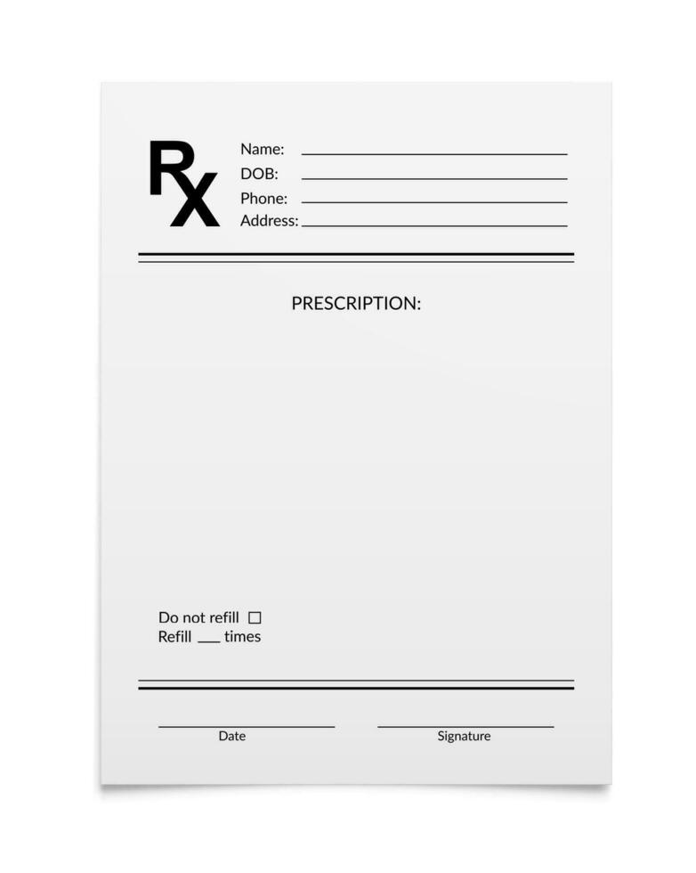 medicinsk recept rx form av apotek sjukhus vektor