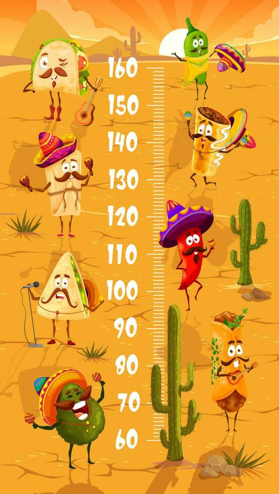 barn höjd Diagram med tecknad serie mexikansk snabb mat vektor