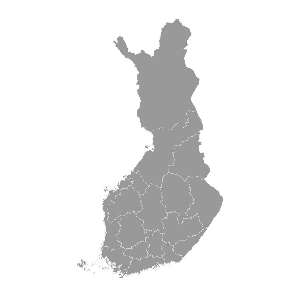 finland grå Karta med regioner. vektor illustration.