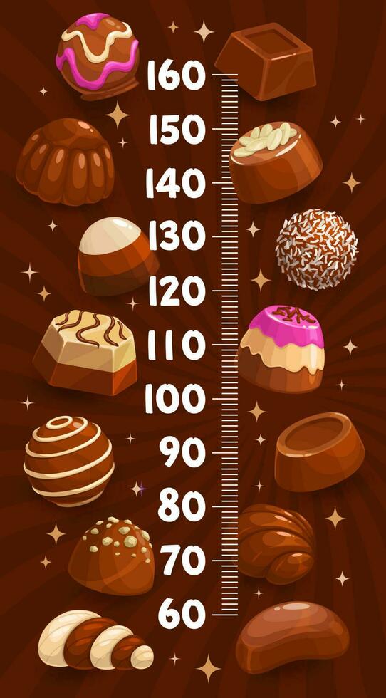 barn höjd Diagram med choklad sötsaker godis vektor