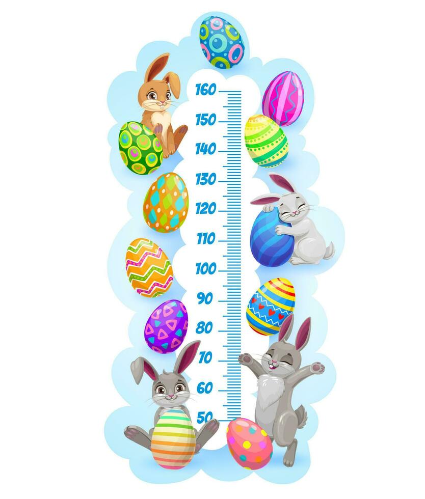 Ostern Hasen und Eier Kinder Höhe Diagramm, Meter vektor