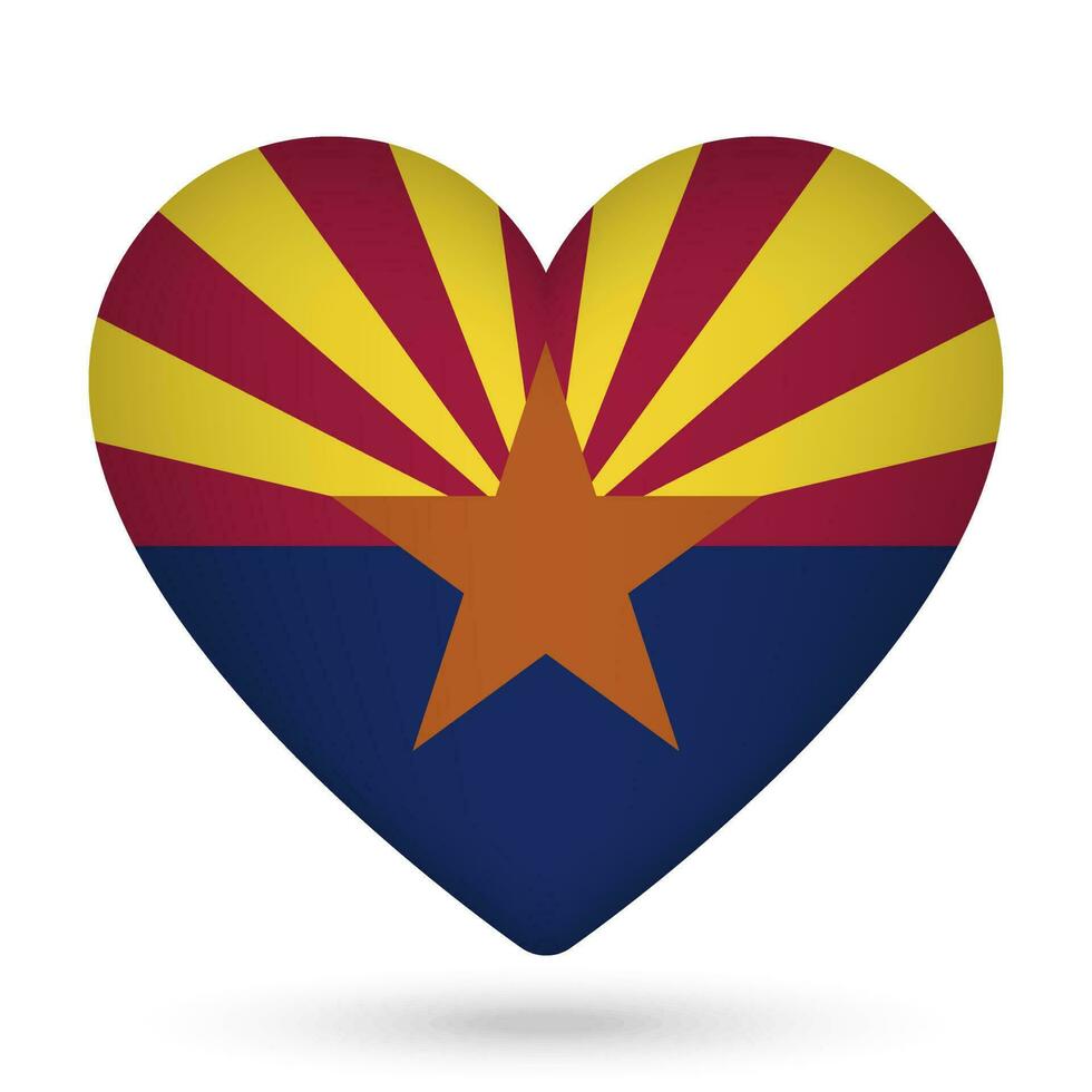 Arizona Flagge im Herz Form. Vektor Illustration.