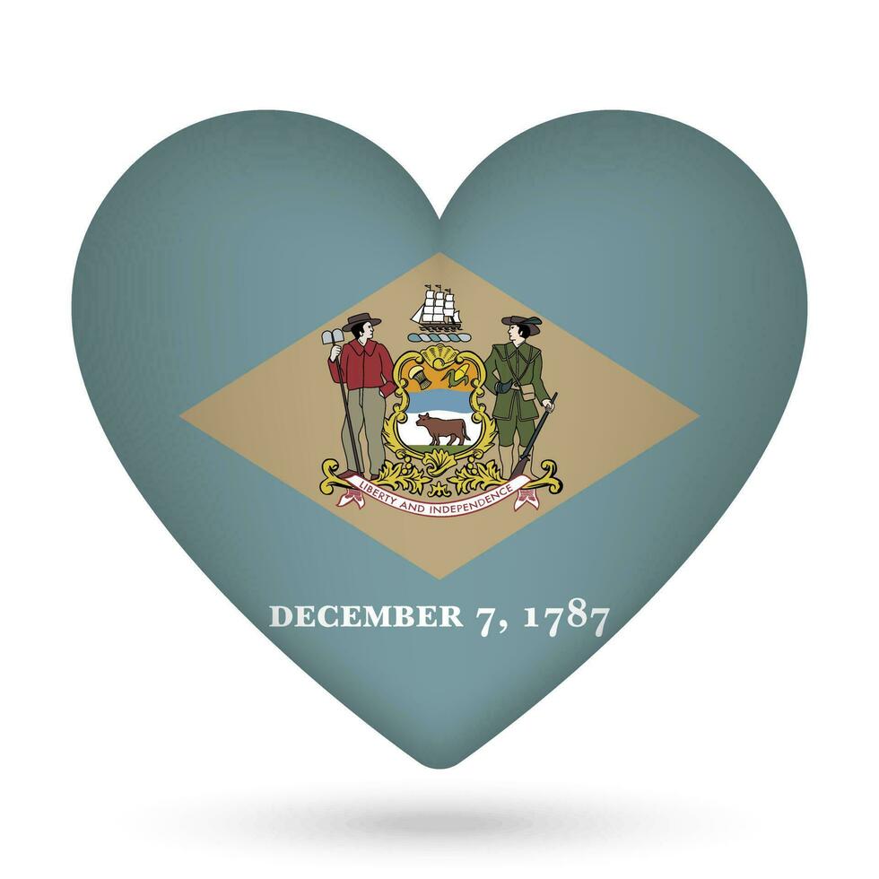 Delaware Flagge im Herz Form. Vektor Illustration.
