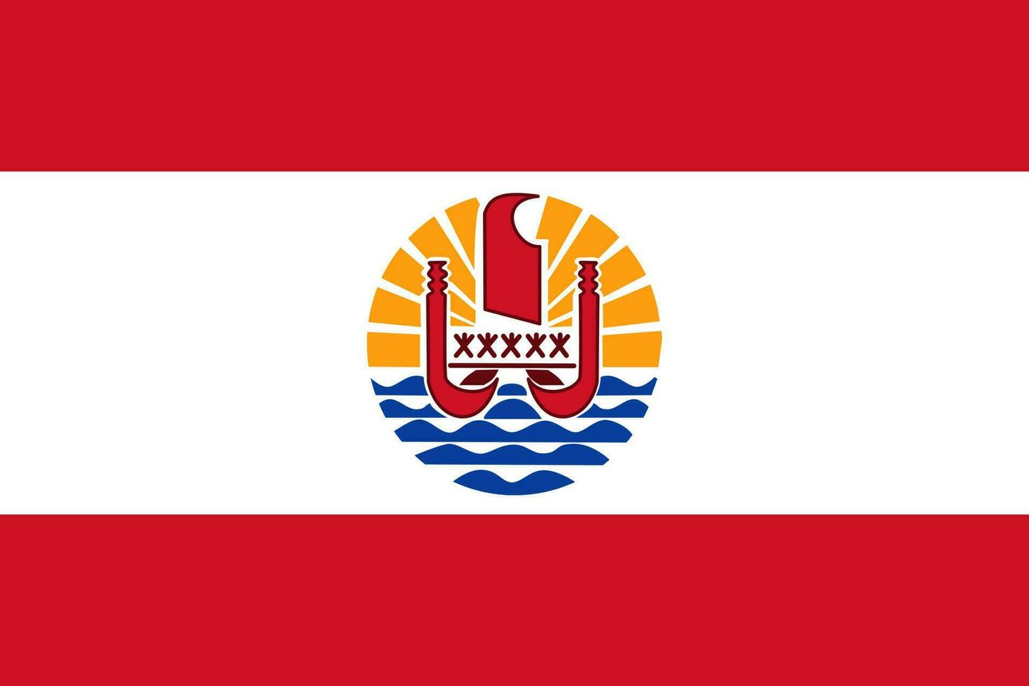 fransk polynesiens flagga, officiella färger och proportioner. vektor illustration.