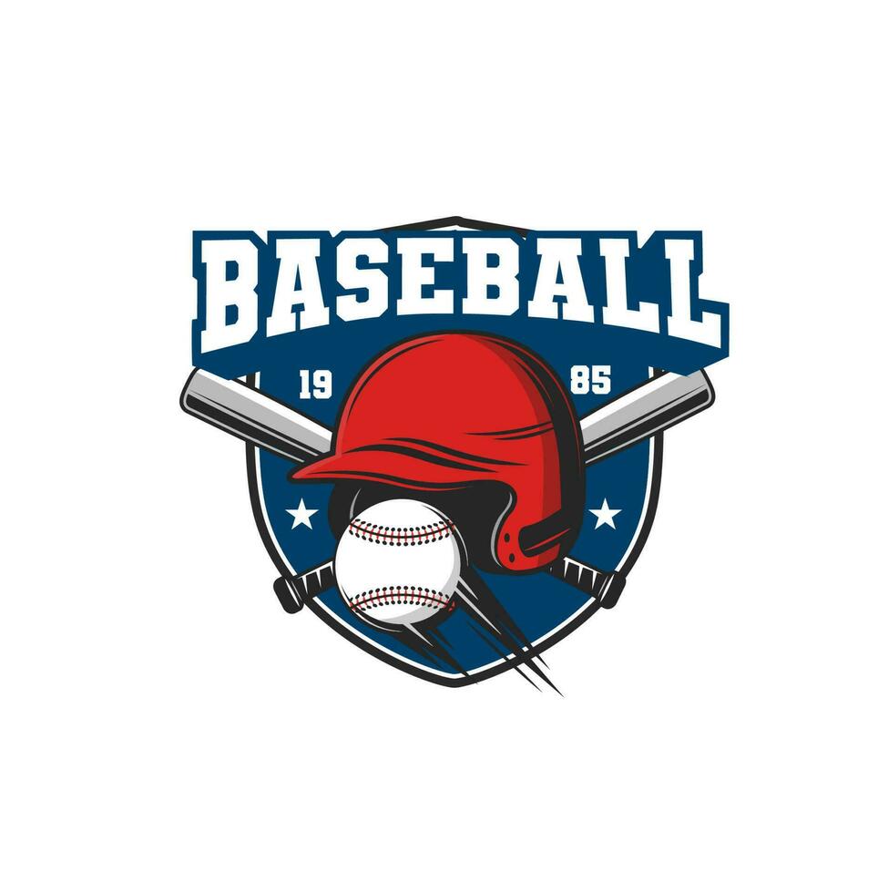 Baseball Sport Symbol, gekreuzt Fledermäuse, Helm und Ball vektor
