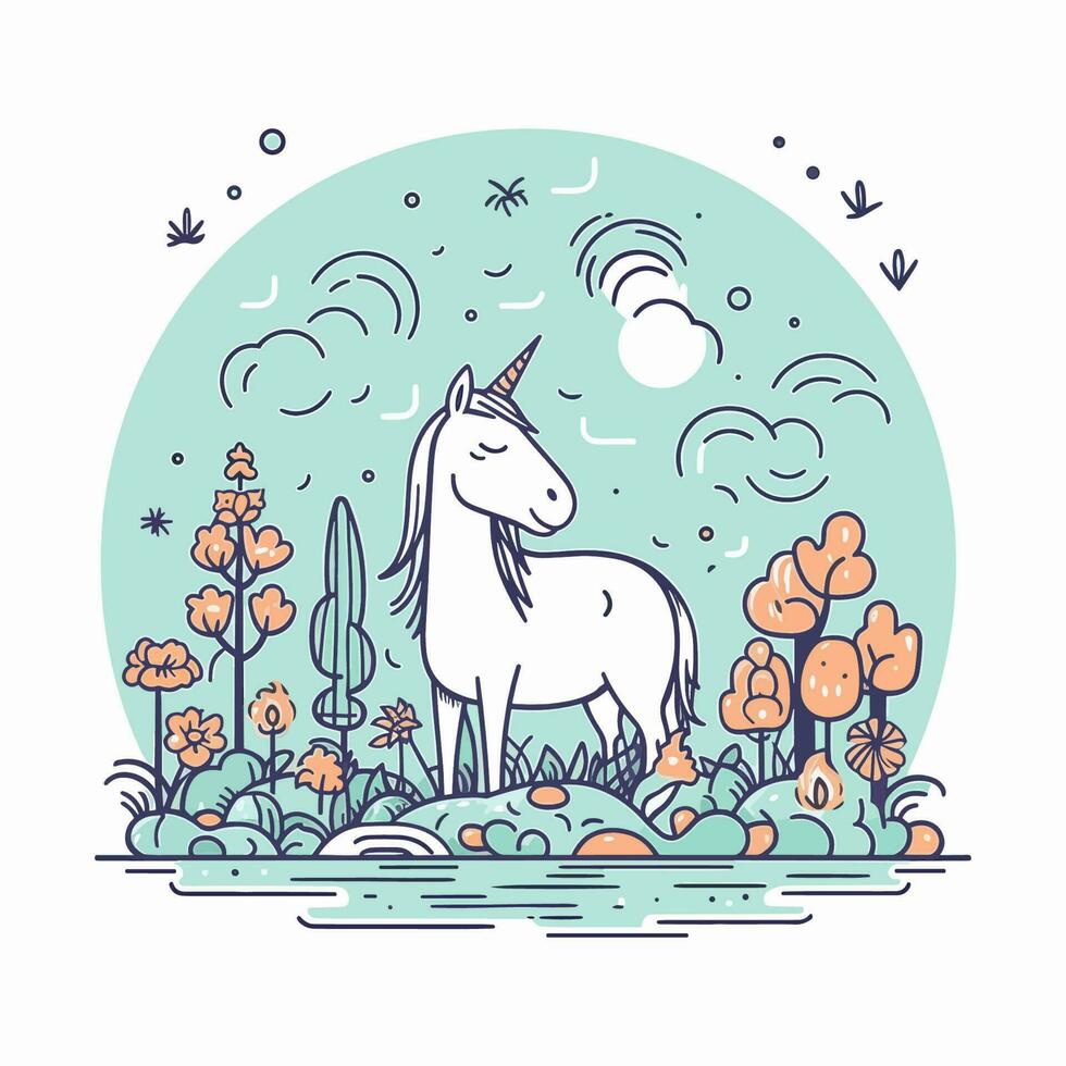 süß und bunt kawaii Einhorn Illustration perfekt zum irgendein Spaß und wunderlich Design Projekt vektor