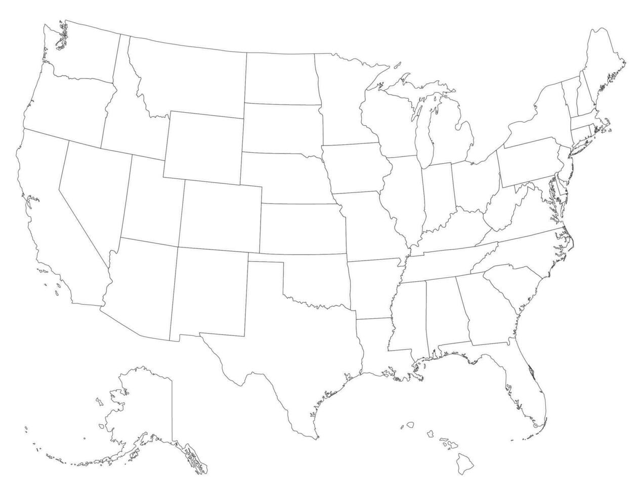 USA Karta med stater, förenad stater av Amerika Karta. isolerat Karta av usa. vektor