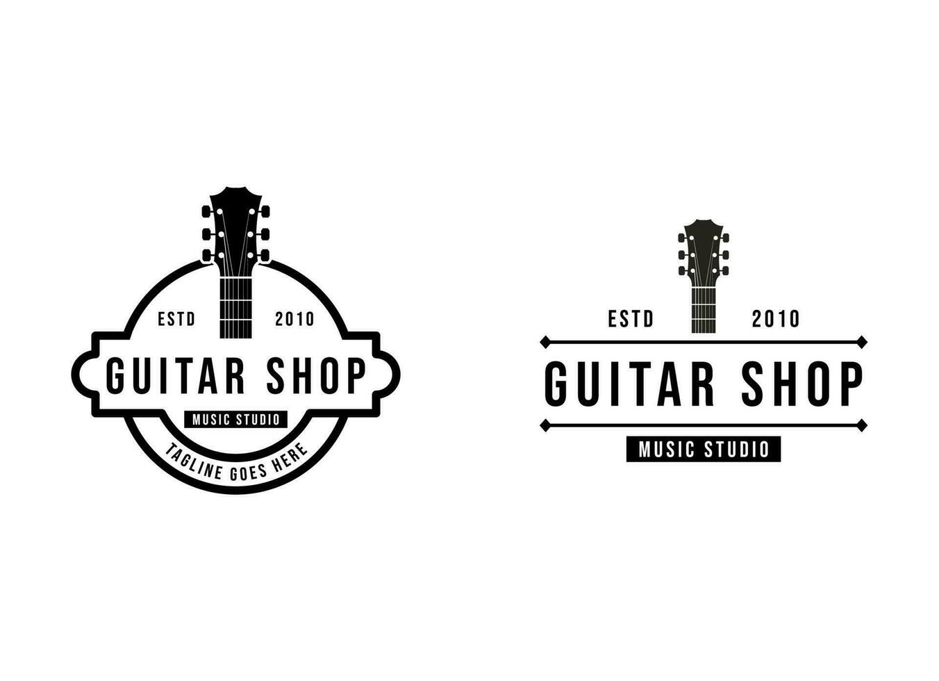 vektor gitarr affär logotyp. musik ikoner för audio Lagra, branding eller affisch. gitarr logotyp design