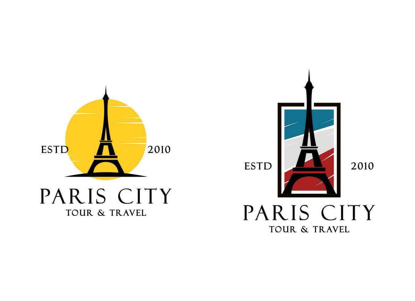 Paris Tourist Attraktion Logo Design. Paris Eiffel Turm Reise Wahrzeichen Vektor Design. Paris berühmt setzt Logo